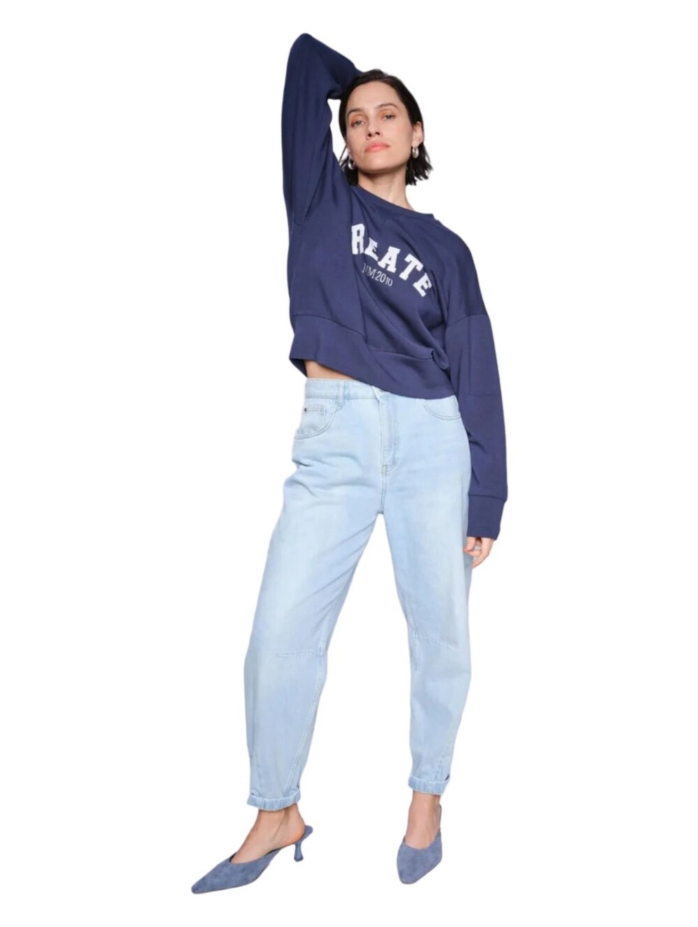 Mos Mosh Andy Mac Light Blue High-Rise Relaxed Mom Barrel Jeans Size 30